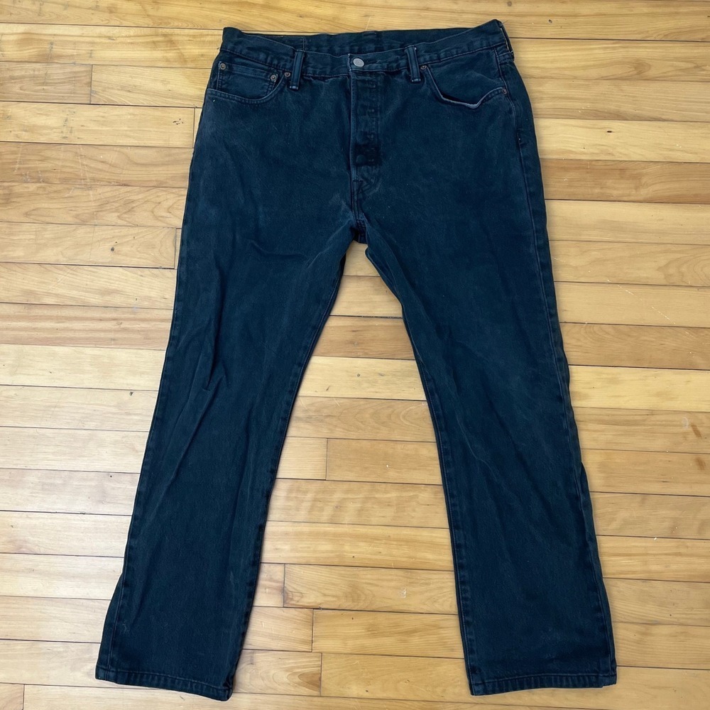 Levis 501 Original Fit Mens Jeans Faded Black Straight Leg Button Fly W36 L32